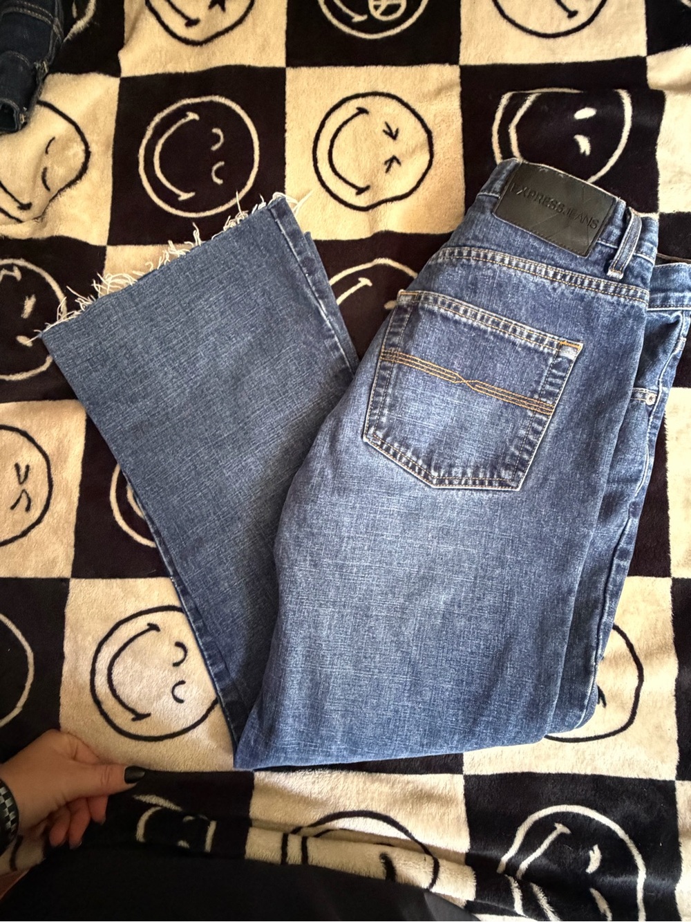 Express Women's Medium Blue Wide-Leg Jeans